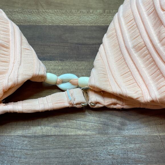 ISABELLA ROSE Champagne Beaded Bikini Top and Maui  bottom peach, Large - Picture 10 of 11